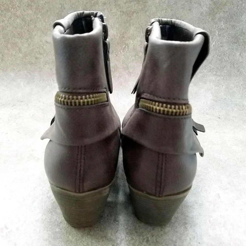 Falls Creek Womens Kinsey  Sz 6 M Brown  2" Heeled Ankle Boot Booties - Picture 7 of 10